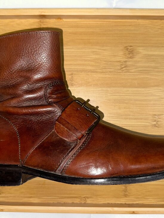 John Varvatos Leather Handmade Italy Mens Engineer Boots Zipper/Monk Strap - 8.5 main image 8
